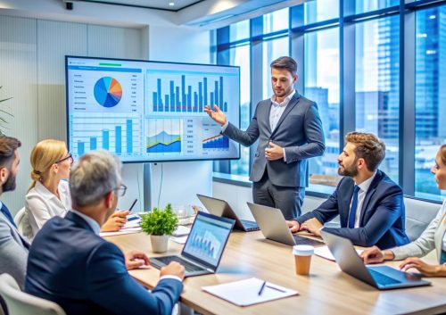 Business Presentation in Modern Office. Business Presentation in Modern Office.